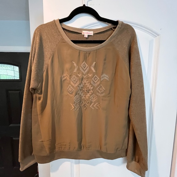 ~Dalia Collection~ Brown Geometric Sweatshirt - Picture 1 of 8